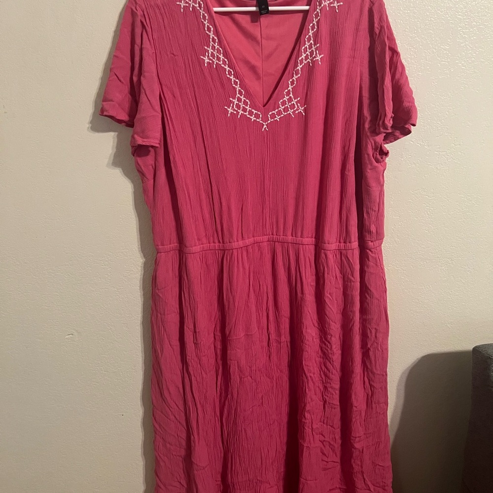 Lane Bryant Pink Embroidered Midi Dress